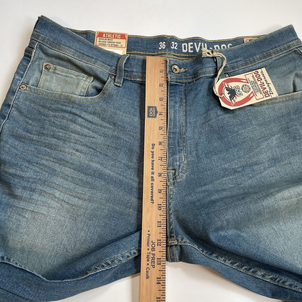 Devil Dog Athletic Fit Stretch Jeans Mens Denim Medium Wash Faded Size 36x32 NEW - Picture 14 of 15